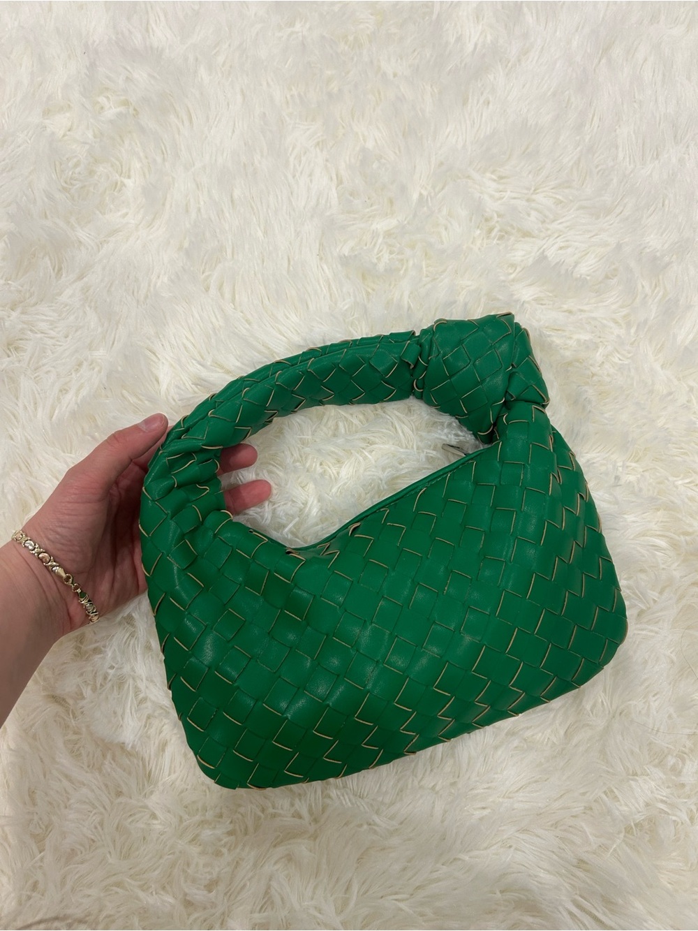French Connection Emerald Green Woven Shoulder Bag
